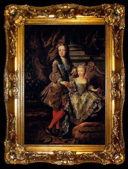 framed  Francois de Troy Portrait of Louis XV of France with his, ta009-2